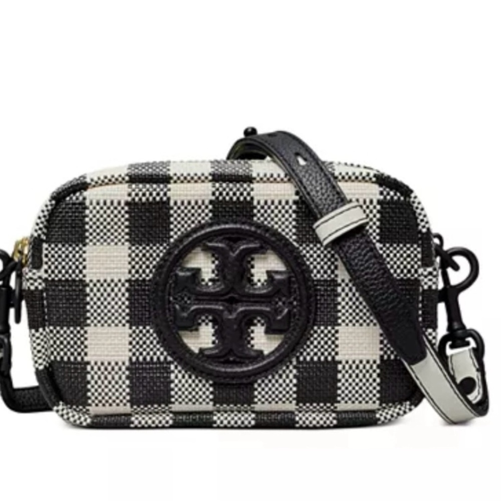 Tory Burch Checkered Black and Cream Crossbody Bag